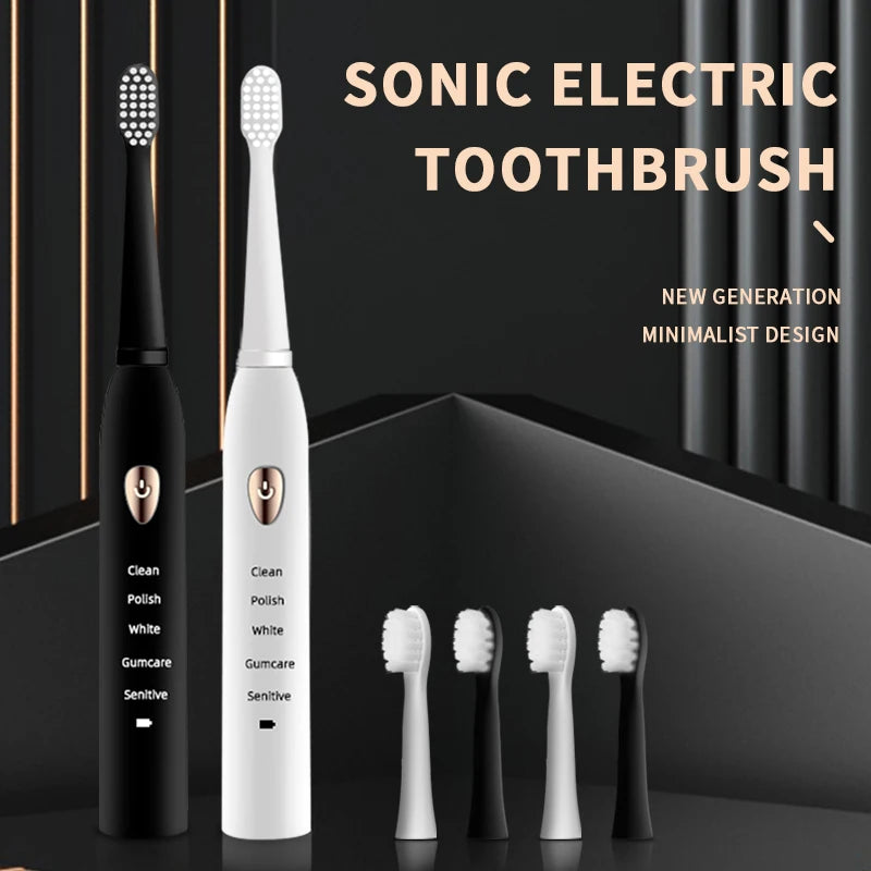 Jianpai Adult Black White Classic Acoustic Electric Toothbrush Adult