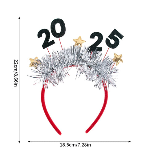 2025 New Year Headband Glitter Star Sequin Colorful Hairhoop Happy New