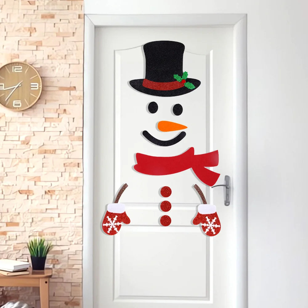 Christmas Decoration Christmas Door Window Stickers Felt Cloth Santa