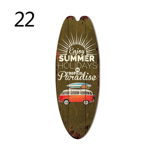 Summer Hawaiian Style Wooden Surfboard Sign Wall Hanging Beach Surfing