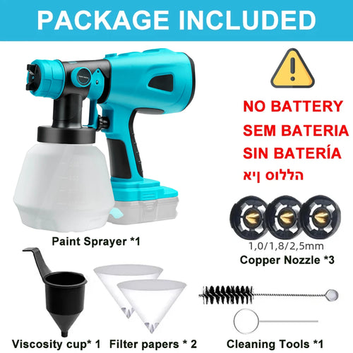 1500W Electric Cordless Spray Gun HVLP Paint Sprayer For Makita 18V