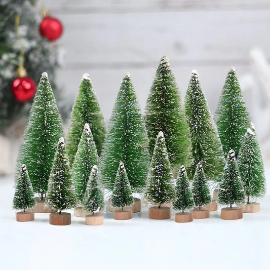 Artificial Mini Wooden Christmas Tree Blue Green White Gold Tower Pine