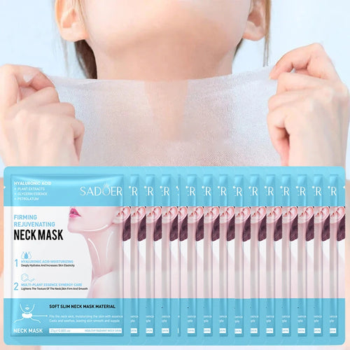 10pcs SADOER Hyaluronic Acid Neck Mask Collagen Firming Neck Masks