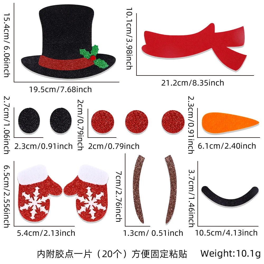 Christmas Decoration Christmas Door Window Stickers Felt Cloth Santa