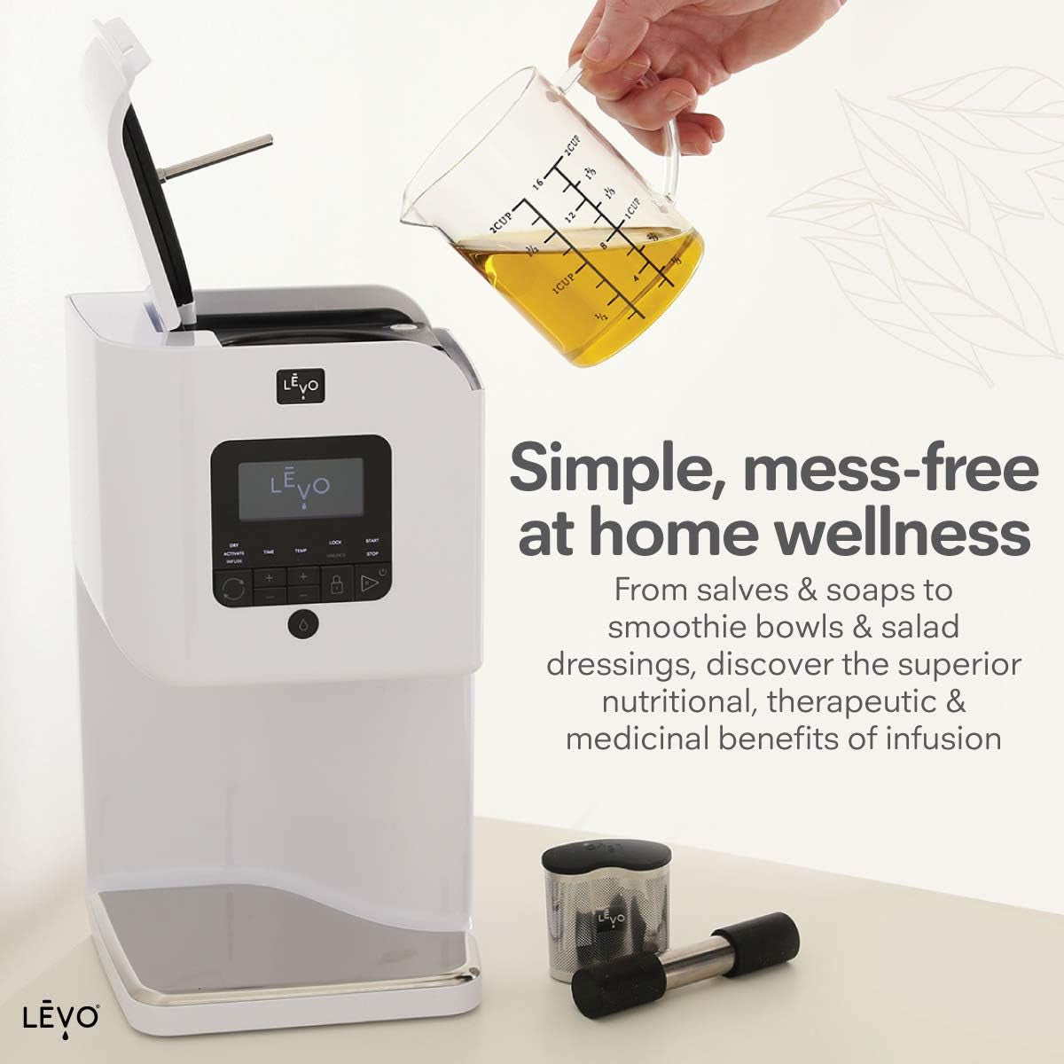 LĒVO II - Herbal Oil and Butter Infusion Machine - Botanical Decarboxylator, Herb Dryer & Oil Infuser - Mess-Free & Easy to Use - Make Infused Gummies, Brownies, Cookies & Other Treats (Alpine White)