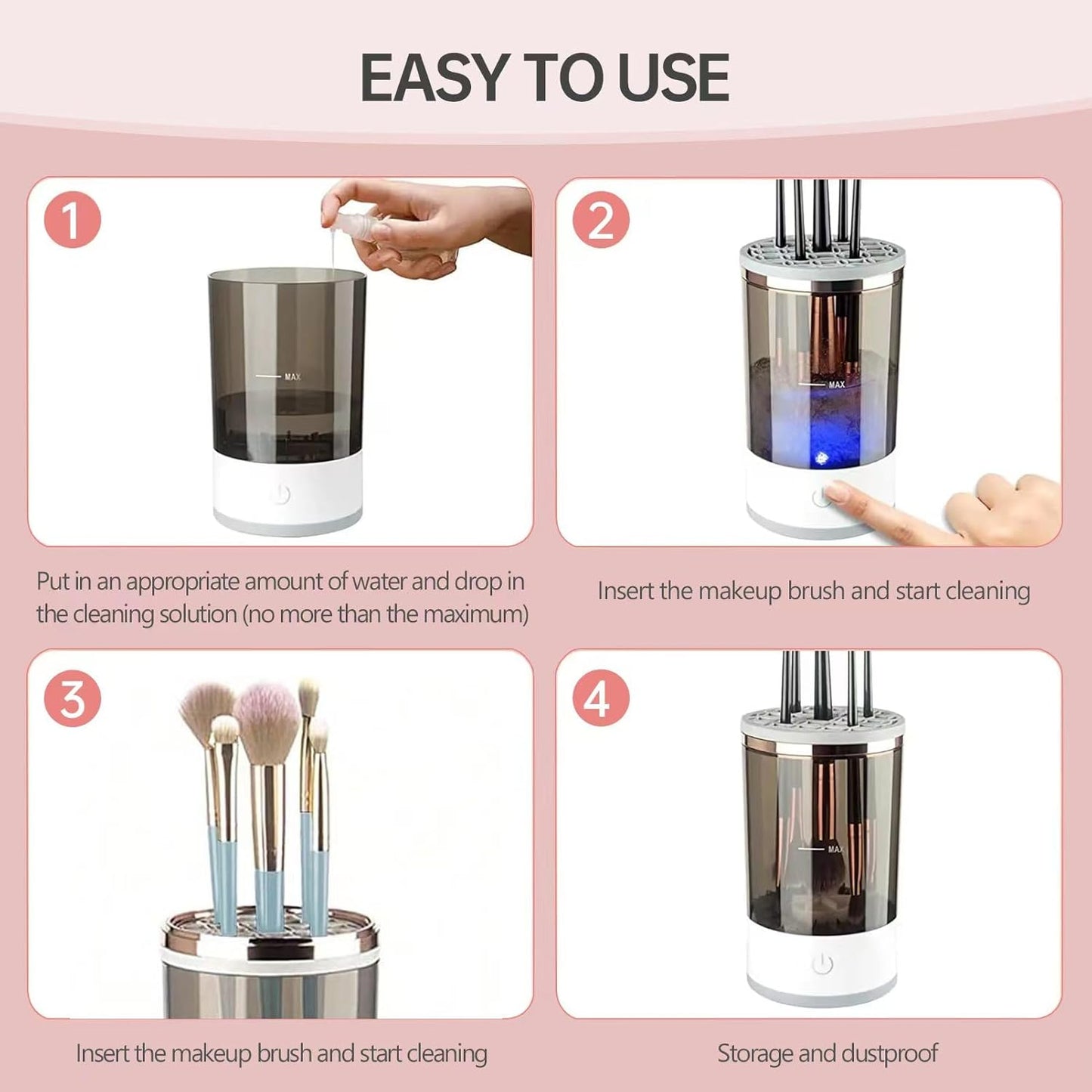 Electric Makeup Brush Cleaner Machine Cosmetic Brush Cleaner Automatic Spinning Blender Cleaner Machine Fit Makeup Brush